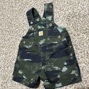 Carhartt Kids Camo Overalls in Green and Black